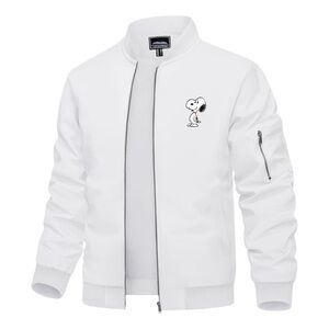 Men's Snoopy Light Weight Bomber Jacket  - White